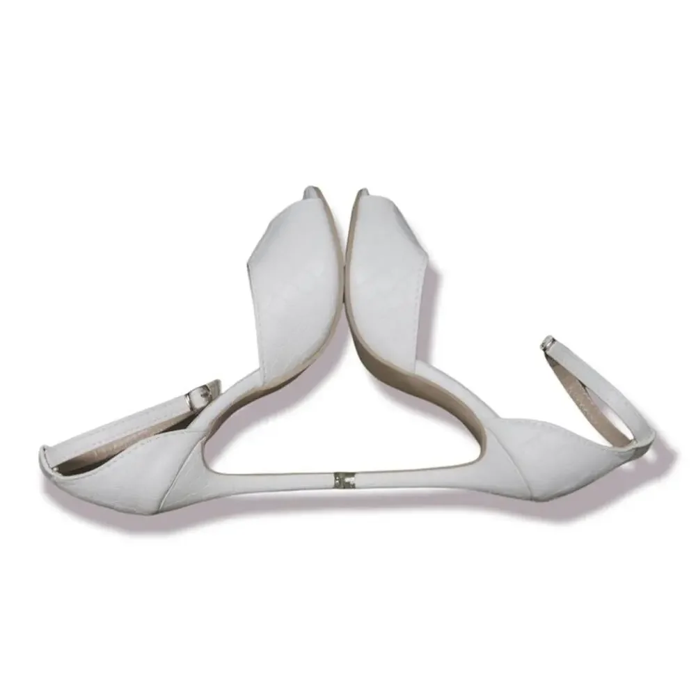 Stiletto Heel Buckle Buckle Peep Toe • White Women's High Heels • Like New